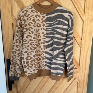 THML Brown and Gray Knit Sweater